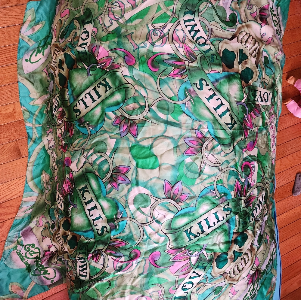 Ed Hardy love kills silk scarf